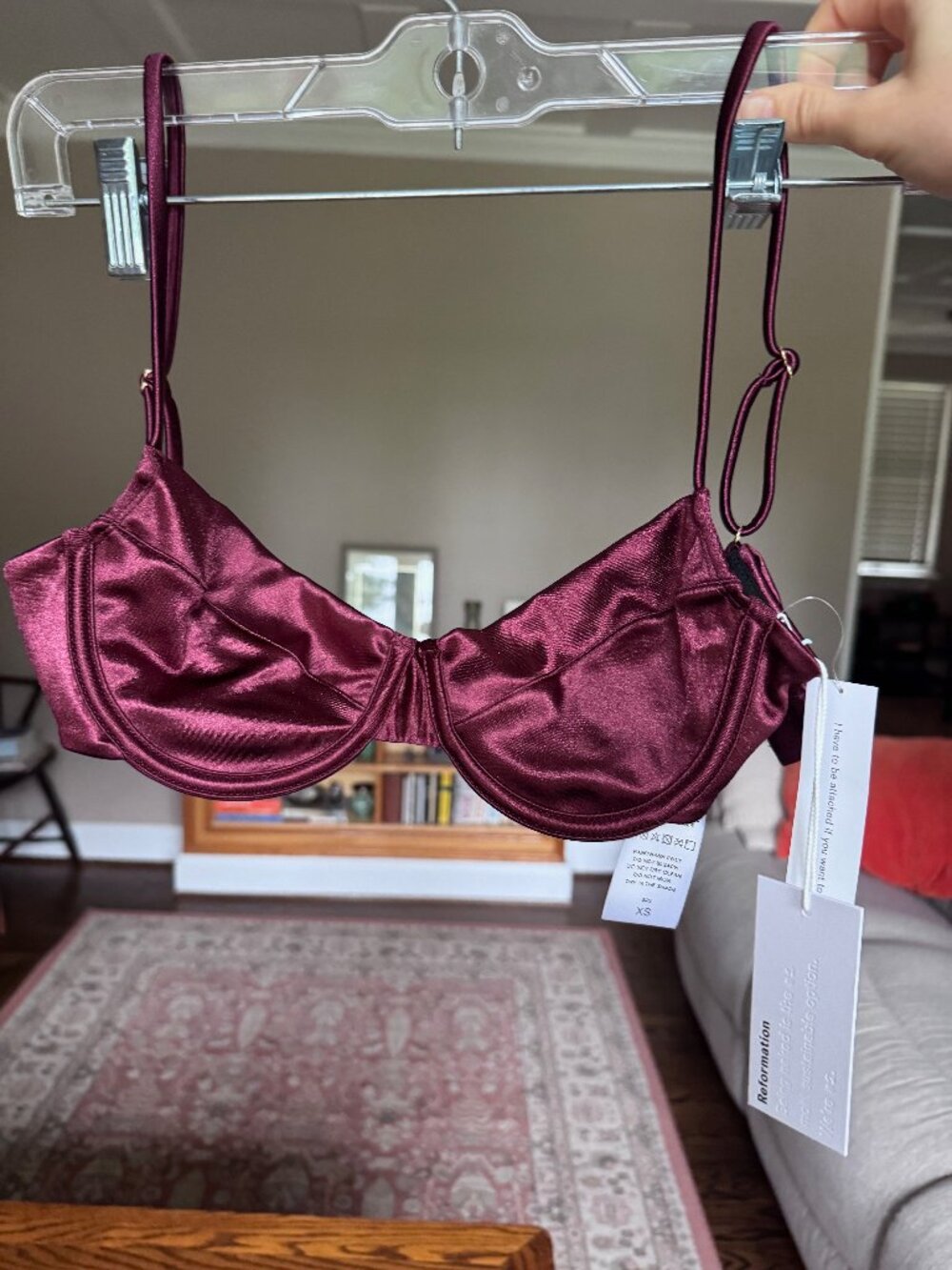 Reformation Lanai Bikini Top Burgandy - Size S